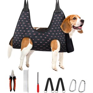 Supet Dog Grooming Hammock for Nail Trimming, Black, Large