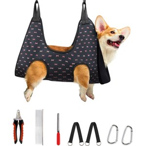 Supet Dog Grooming Hammock for Nail Trimming, Black, Medium