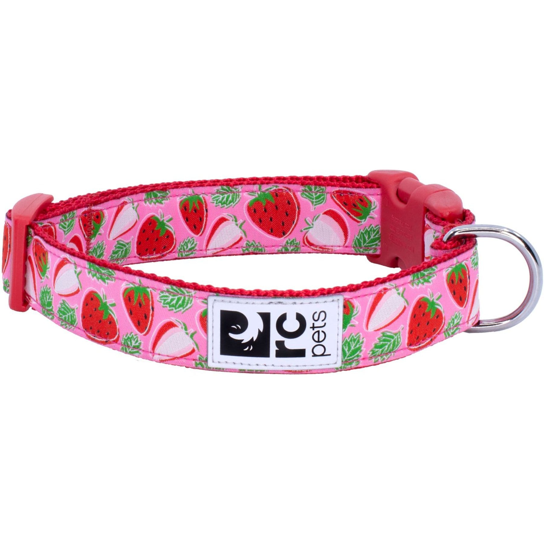 RC Pets Strawberries Dog Collar, Large: 15 to 20-in neck, 1-in wide