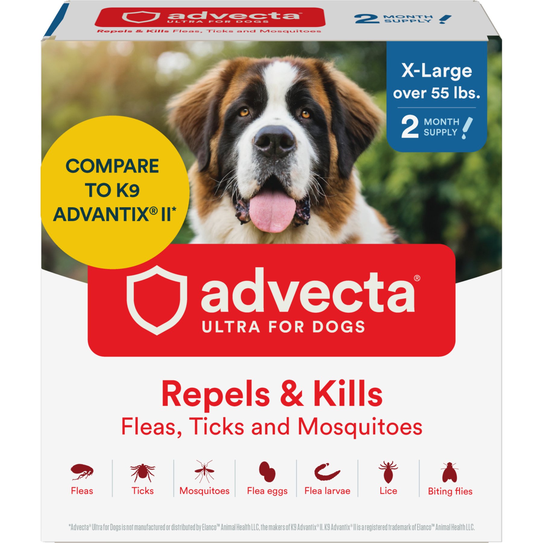 Advecta Flea & Tick Spot Treatment for X-Large Dogs, over 55 lbs, 2 doses (2-mos. supply)