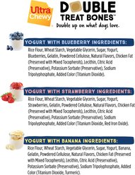 Ultra Chewy UC Double Treat Bone Yogurt + Fruit Variety Pack Dog Dental Chew Treats, 25-oz bag, 9 count slide 2 of 4