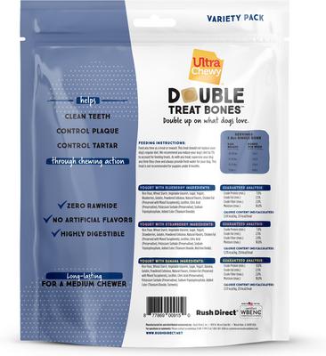 Show full view: Ultra Chewy UC Double Treat Bone Yogurt + Fruit Variety Pack Dog Dental Chew Treats, 25-oz bag, 9 count slide 3 of 5