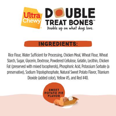 Show full view: Ultra Chewy Double Treat Bone Sweet Potato Pie Dog Dental Chew Treats, 2.8-oz bag, 5 count slide 4 of 6