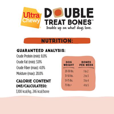 Show full view: Ultra Chewy Double Treat Bone Sweet Potato Pie Dog Dental Chew Treats, 2.8-oz bag, 5 count slide 5 of 6