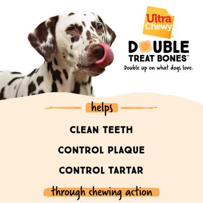 Show full view: Ultra Chewy Double Treat Bone Pumpkin Dog Dental Chew Treats, 2.8-oz bag, 5 count slide 6 of 7