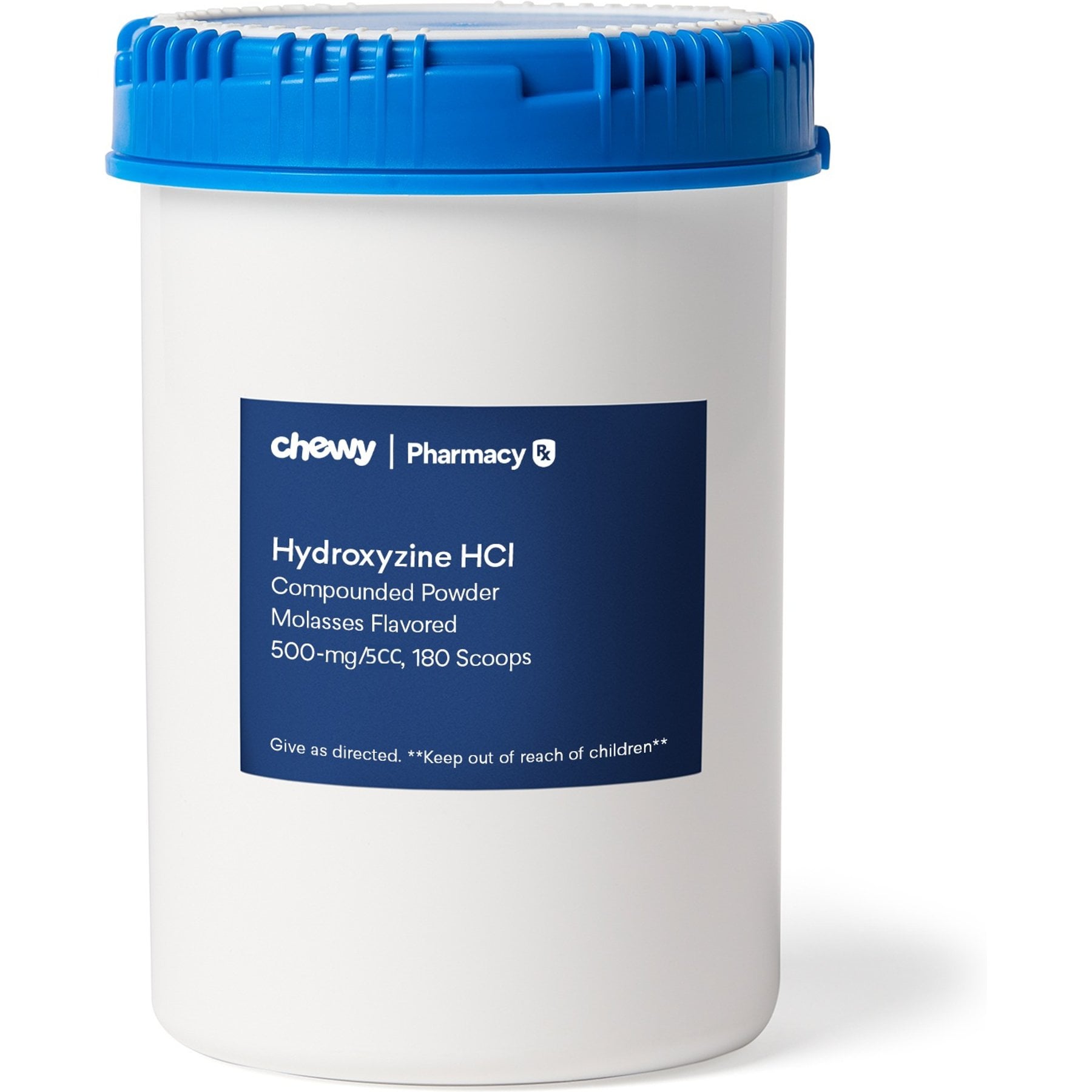 Hydroxyzine HCl Compounded Molasses Powder, 500 mg/5CC scoop, 180 scoops for Veterinary use