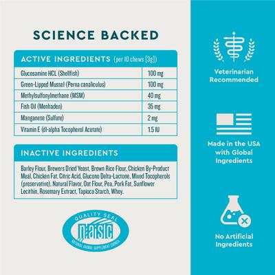 Show full view: VetIQ Chicken Flavored Chew Hip & Joint Supplement for Cats, 3.7-oz bag slide 4 of 10