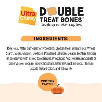 Show full view: Ultra Chewy Double Treat Bone Pumpkin Dog Dental Chew Treats, 2.8-oz bag, 5 count slide 4 of 7