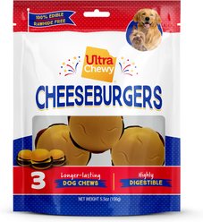 Ultra Chewy Cheeseburger Long-Lasting Dog Chew Treats, 5.5-oz bag, 2 count