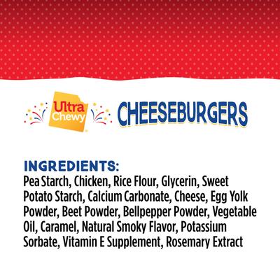Show full view: Ultra Chewy Cheeseburger Long-Lasting Dog Chew Treats, 5.5-oz bag, 2 count slide 4 of 6