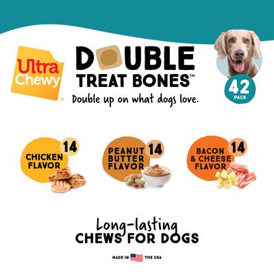 Show full view: Ultra Chewy Double Treat Bones Variety Pack Dog Dental Chew Treats, 2.8-oz, 42 count slide 4 of 5