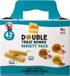 Ultra Chewy Double Treat Bones Variety Pack Dog Dental Chew Treats, 2.8-oz, 42 count