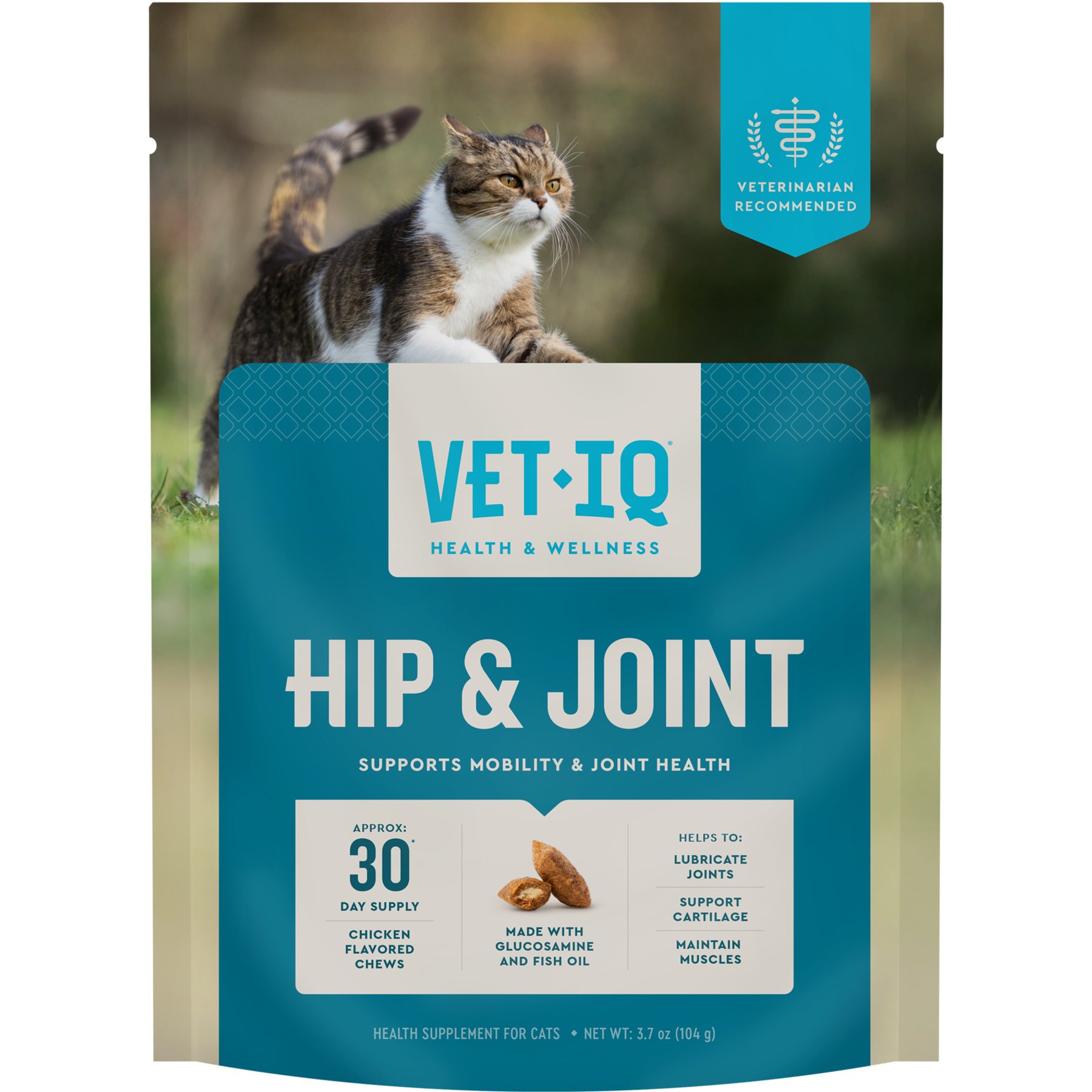 VetIQ Chicken Flavored Chew Hip & Joint Supplement for Cats, 3.7-oz bag