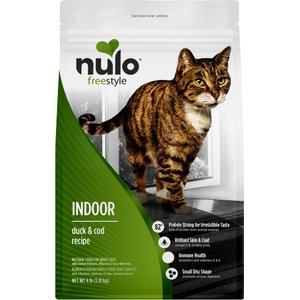 Nulo FreeStyle Indoor Duck & Cod Recipe with Omega Fatty Acids High Protein & Grain-Free Dry Cat Food, 4-lb bag