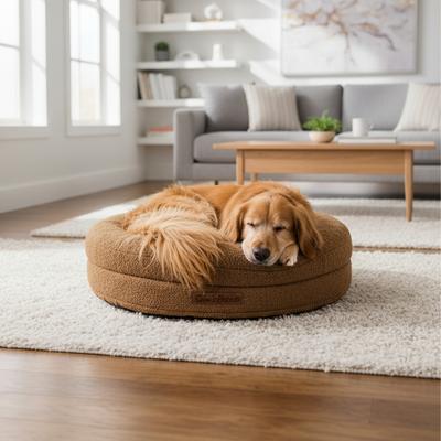 Show full view: Sam's Pets Scruffy Round Orthopedic Dog Bed, Brown, Medium: 30-in slide 4 of 4