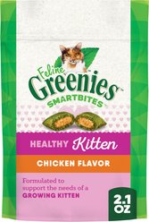 Greenies Smartbites Kitten Chicken Flavor Cat Crunchy Treat, 2.1-oz pouch