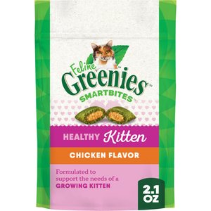 Greenies Smartbites Kitten Chicken Flavor Cat Crunchy Treat, 2.1-oz pouch