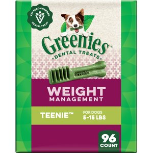 Greenies Weight Management Natural Teenie Dental Dog Treats, 96 count