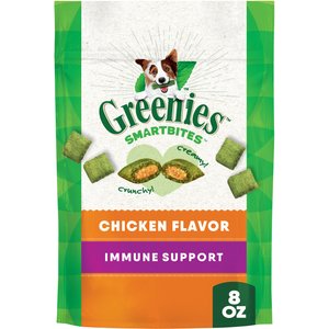 Greenies Smartbites Immune Support Chicken Flavor Crunchy & Soft Dog Treats, 8-oz pouch