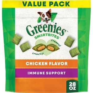Greenies Smartbites Immune Support Chicken Flavor Crunchy & Soft Dog Treats, 28-oz pouch