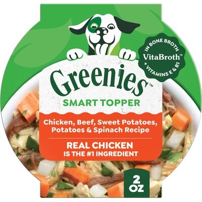 Greenies Greenies Smart Topper Chicken, Beef, Sweet Potatoes, Potatoes & Spinach Recipe Grain-Free Wet Dog Food Topper, 2-oz tray, case of 10
