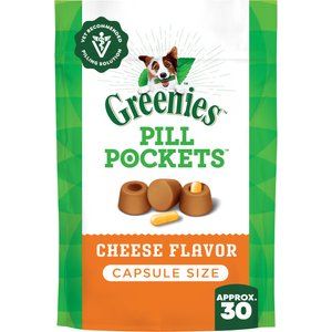 Greenies Pill Pockets Cheese Flavor Natural Dog Treats, Capsule Size, 30 count