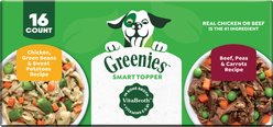 Greenies Smart Variety Pack Chicken & Green Beans & Beef & Peas Wet Dog Food Topper, 2-oz tray, case of 16