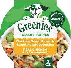 Greenies Smart Topper Chicken, Green Beans & Sweet Potatoes Recipe Grain-Free Wet Dog Food Topper, 2-oz tray, case of 10
