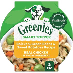 Greenies Smart Topper Chicken, Green Beans & Sweet Potatoes Recipe Grain-Free Wet Dog Food Topper, 2-oz tray, case of 10