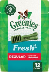 Greenies Regular Natural Fresh Mint Dental Dog Treats, 12 count