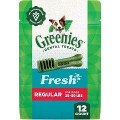 Greenies Regular Natural Fresh Mint Dental Dog Treats, 12 count