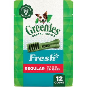 Greenies Regular Natural Fresh Mint Dental Dog Treats, 12 count
