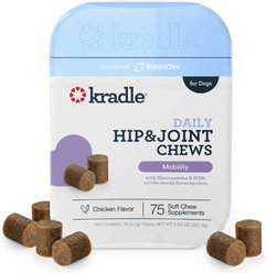 Kradle Hip & Joint Beef Flavored Chew Supplement for Dogs, 75 count