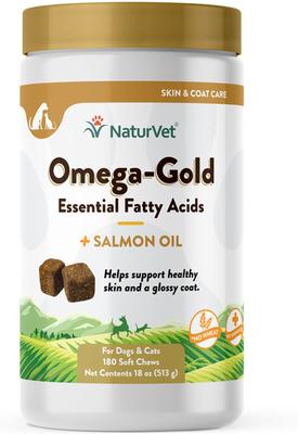 Show full view: NaturVet Advanced Probiotics & Enzymes Plus Vet Strength PB6 Probiotic Soft Chews Dog Supplement, 120 count + NaturVet Omega Gold Plus Salmon Oil Soft Chews for Dogs, 180 count slide 2 of 9