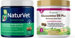 NaturVet Advanced Probiotics & Enzymes Plus Vet Strength PB6 Probiotic Soft Chews Dog Supplement, 120 count + NaturVet Glucosamine DS Plus MSM & Chondroitin Dog & Cat Soft Chews, 120 count