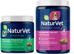 NaturVet Advanced Probiotics & Enzymes Plus Vet Strength PB6 Probiotic Soft Chews Dog Supplement, 120 count + NaturVet Cranberry Relief Plus Echinacea Soft Chews for Dogs, 120 count