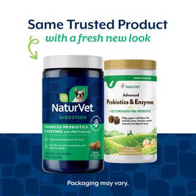 Show full view: NaturVet Advanced Probiotics & Enzymes Plus Vet Strength PB6 Probiotic Soft Chews Digestive Supplement for Dogs, 240 count slide 3 of 12