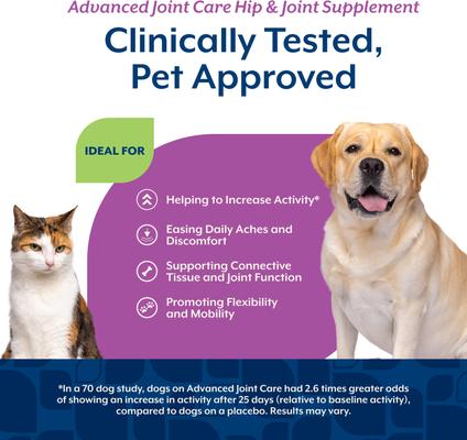 Show full view: NaturVet Advanced Joint Care Hip & Joint Supplement Bacon & Chicken Soft Chews for Dogs & Cats, 70 count slide 5 of 9