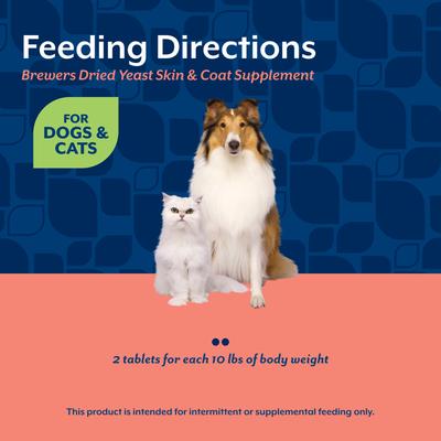 Show full view: NaturVet Brewer's Dried Yeast with Omegas Chewable Tablets Skin & Coat Supplement for Cats & Dogs, 1000 count slide 7 of 9