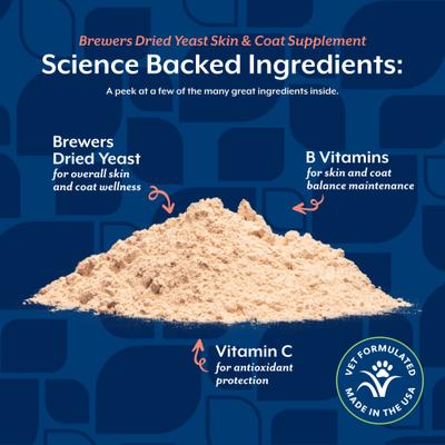 Show full view: NaturVet Brewers Dried Yeast Skin & Coat Powder Supplement for Dogs & Cats, 1-lb jar slide 6 of 9