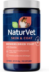 NaturVet Brewers Dried Yeast with Vitamins Skin & Coat Supplement for Dogs & Cats, 1-lb jar