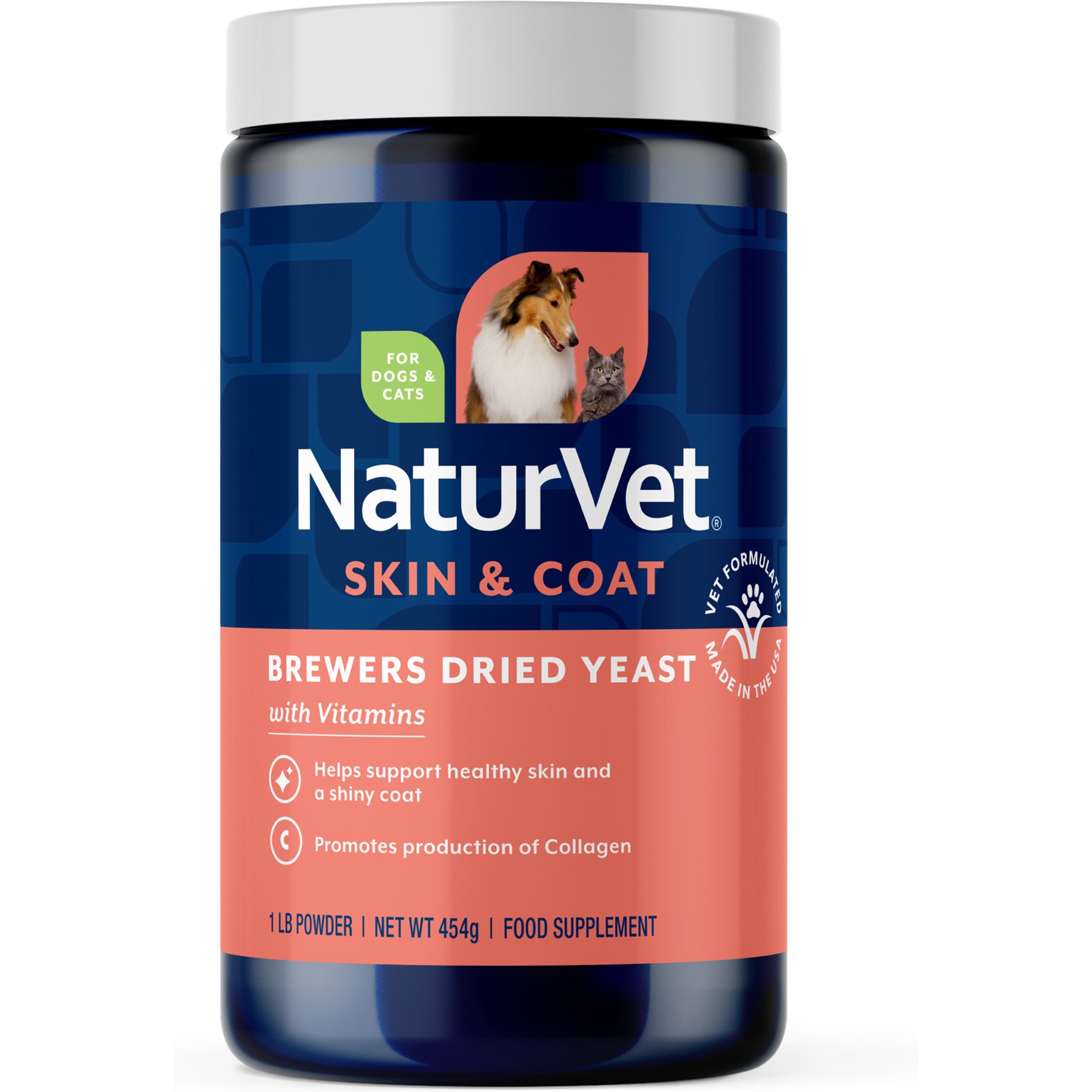 NaturVet Brewer's Dried Yeast with Garlic Dog & Cat Supplement, 1-lb