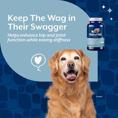 Show full view: NaturVet Hip & Joint Care Plus Senior Hickory Smoked Bacon Chewable Tablets Supplement for Dogs, 40 count slide 4 of 10