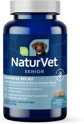 NaturVet Soreness Relief Senior Hickory Smoked Bacon Chewable Tablets Dog Supplement, 60 count