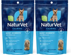 NaturVet Quiet Moments Plus Melatonin Soft Chews Calming Supplement for Dogs, 130 count