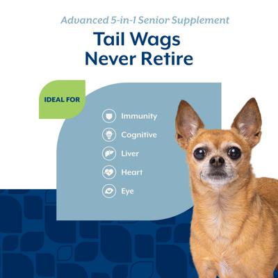 Show full view: NaturVet Senior Advanced 5-in-1 Support Turkey Tail Mushroom, Ginko Biloba, Coenzyme Q10 & Lutien Dog Supplement, 60 count slide 5 of 9