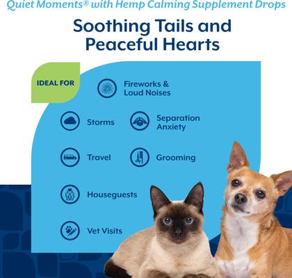 Show full view: NaturVet Quiet Moments with Hemp Seed Oil Calming Bacon Flavored Liquid Supplement Drops for Dogs & Cats, 1-fl oz bottle slide 5 of 9