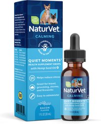 NaturVet Hemp Quiet Moments Liquid Calming Supplement for Cats & Dogs, 1-fl oz bottle