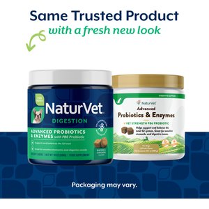 NaturVet Advanced Probiotics & Enzymes Plus Vet Strength PB6 Probiotic Soft Chews Digestive Supplement for Dogs, 120 count