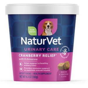 NaturVet Cranberry Relief Urinary Care Bacon & Chicken Flavored Soft Chew Supplement for Dogs, 60 count